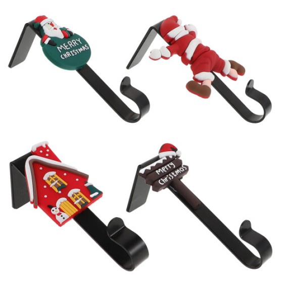 4 Pieces Non-Slip Metal Christmas Stocking Holders for Mantel